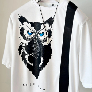 เสื้อยืดคอกว้างทรงหลวมพิมพ์ลายตามสั่งสำหรับผู้ชาย ผ้าถัก ทันสมัย เป็นมิตรกับสิ่งแวดล้อม ยับยาก ไซส์ใหญ่ - Product Image 5