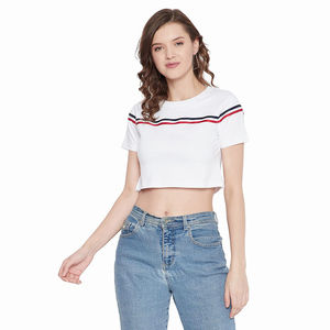 Nouveautés : Tops courts pour femmes de qualité supérieure, tops courts unis, impression de logo personnalisée, streetwear, séchage rapide, légers, t-shirts pour femmes - Product Image 6