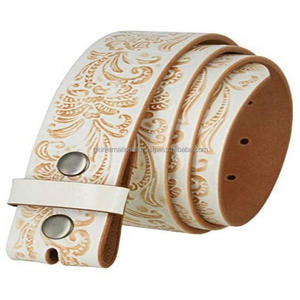 Ceinture en cuir à grain lisse occidental, pour l'outillage entièrement durable, tissage avec motif en tissage gaufré et à fermeture à pression, vente en gros, d'usine - Product Image 2