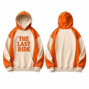 เสื้อฮู้ดผู้ชาย The Last Ride ทรงโอเวอร์ไซส์ ผ้าฝ้าย แขนเสื้อแบบแร็กแลน มีกระเป๋า ดีไซน์ลำลองสำหรับฤดูใบไม้ร่วง ลายนูน - Product Image 1