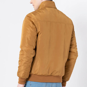 Men's Solid Color Bomber <b>Jacket</b> Stand Collar Zipper Closure Casual Autumn Wear Polyester Material - Product Image 3