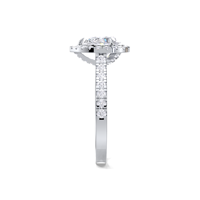 Anillo de Compromiso y Boda con Diamante Corte Pera Certificado por IGI, con Halo y Pavé en Plata de Ley 925