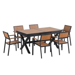 Set da Pranzo per Esterni U_Style Flessibile e Pratico, Include Sei Sedie e un Tavolo Estensibile da 62.9-82.6 Pollici per Uso in Giardino - Product Image 3