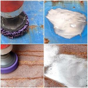 Disco abrasivo de metal abrasivo disco limpio de tiras moradas con orificio - Product Image 6