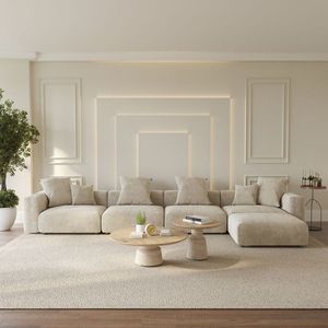 Conjunto de sofás modernos en forma de L, tapizados en tela, conjunto de sofás de lujo para sala de estar, muebles de sofá seccionales para uso en casa o villa. - Product Image 3