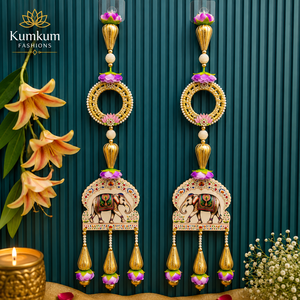 New Arrival Traditional Indian Handmade <b>Elephant</b> Bell Hanging Pair <b>Decorative</b> Wall Door Hanging Diwali Wedding Ganesha Home Deco - Product Image 4
