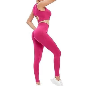 Ensemble de yoga sans couture grande taille aux couleurs personnalisées pour femmes, ensembles de sport pour la gym et l'entraînement, extensible dans quatre directions, écologique et respirant - Product Image 6