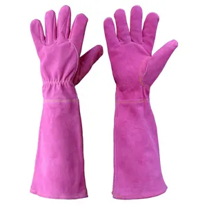 Garten handschuhe Langer Handschuh Frauen Lange Garten handschuhe Schutz ausrüstung Pannen sicherheit Rindsleder Rose Arbeit