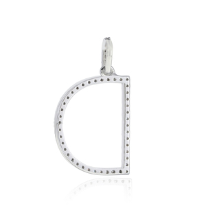Colgante de Oro Blanco de 14k con Diamantes Naturales Pavé, Hecho a Mano, con Inicial D, Joyería Fina al por Mayor - Product Image 3