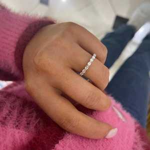 Half Eternity Wedding Band 0.7 ct <b>Stacking</b> Matching <b>Ring</b> 14k 18k Gold East West Oval Cut Lab Grown Diamond Manufacture Wholesale - Product Image 2
