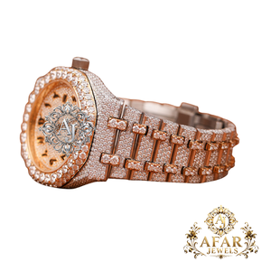 Reloj Mecánico con Esfera de Moissanita VVS Totalmente Cubierta de Diamantes, Correa de Acero Inoxidable, Reloj de Pulsera Analógico de Cuarzo con Cierre Oculto - Product Image 4