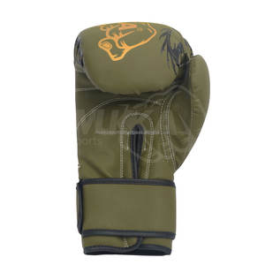 <b>Best</b> Leather MMA Boxing Gloves Olive Color Customizable High Quality Professional Training and Sparring Gloves - Product Image 4