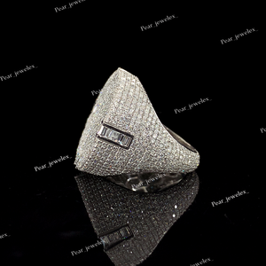 <b>Iced</b> Out HipHop Luxury Moissanite <b>Ring</b> 925 Silver Round Brilliant Cut Micro Insert Unisex Everyday Wear - Product Image 3