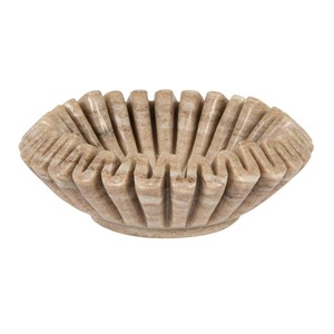 Bol décoratif en pierre naturelle cannelée sculptée à la main, pièce maîtresse sculpturale pour la mise en scène de table moderne, intérieur de maison de luxe, nouveauté - Product Image 1