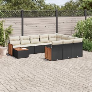 Conjunto de Sofás de Jardín en Negro y Crema - Product Image 1