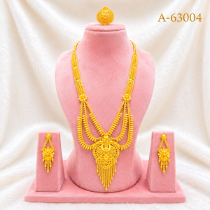 Vente en gros MOLL JEWELLERS Ensemble de bijoux de mariée indiens Collier long avec pendentif et boucles d'oreilles Zircon Plaqué or et argent Tendance A-63024 - Product Image 6