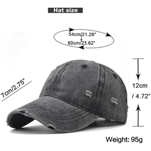 Casquette de baseball unisexe en denim délavé à 6 panneaux, ajustable, couleur unie, style vintage, pour adultes, usage décontracté - Product Image 4