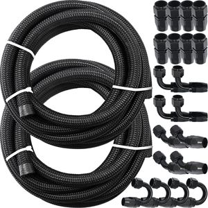 Kit universale per tubi carburante 8AN (tubo intrecciato da 32,8 piedi, diametro interno 11,11 mm, 20 pezzi in acciaio inossidabile) - Product Image 1