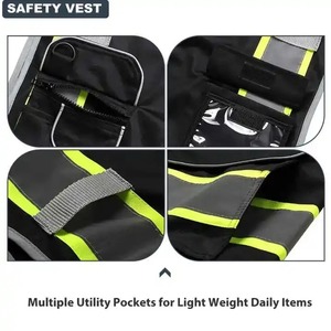 Reflective Safety Vest Black Mesh ANSI Class 1 High Visibility <b>Waterproof</b> Customized Logo <b>Work</b> Wear for Construction Outdoor Use - Product Image 4
