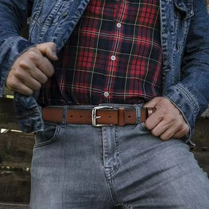 Nouvelle Tendance Mode Ceinture en Cuir Décontractée pour Homme en Cuir de Vachette Pur Style Luxe Premium Fine Personnalisable Boucle Argentée Respirante - Product Image 4