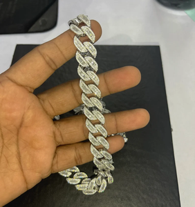 Solid 925 Sterling <b>Silver</b> Miami Chain Necklace Men's Rhodium Plated Zinc Alloy Cubic Zirconia Hip Hop Jewelry Link Chain Gift - Product Image 1