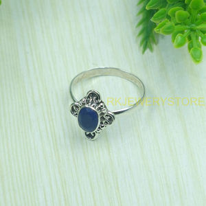 Bague en argent sterling 925 avec saphir bleu naturel, saphir ovale cabochon fait main, fabricant de bijoux en gros pour femmes - Product Image 4