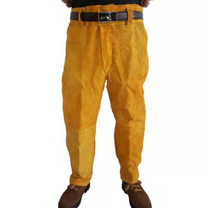 Pantalon de soudeur en cuir de vachette de qualité supérieure, résistant, pour la protection des jambes, vêtements de travail pour la construction et la soudure - Product Image 3