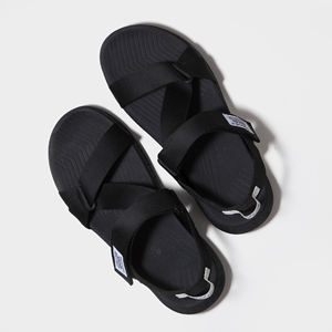 Open Toe Hook & Loop Closure Lightweight EVA Midsole Black Straps and White Accents Casual Cross-Strap Sandals with - Product Image 4