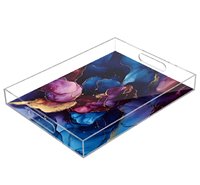 Nouveauté : Plateau de service en acrylique avec design imprimé exclusif, qualité supérieure, idéal pour les cantines, restaurants, cafés, organiseur de table.