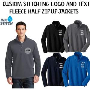2025 vestes polaires à demi-fermeture éclair à broderie personnalisable F218 pour hommes avec logo et texte - Product Image 3