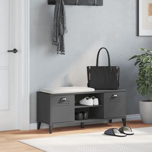 Banco para guardar zapatos de madera de ingeniería, color gris antracita, tamaño mediano - Product Image 3