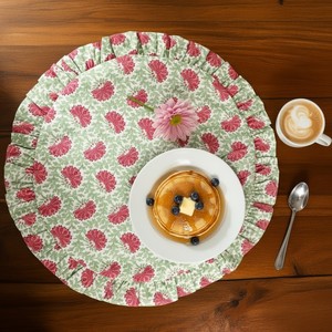 Sets de table ronds en rayonne et coton imprimé, faits main en Inde, motif floral de luxe, épaisseur 6 mm, pour la maison et la restauration - Product Image 1