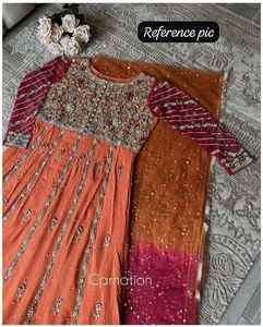 Islamic Women's Casual Chiffon Two-Piece Suit Pakistani Salwar Kameez Boutique Modest Dress Style Eco-Friendly Four Season 73800 - Product Image 5
