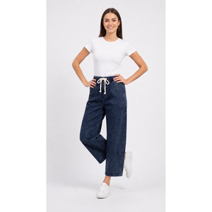 Women's AllWeather Breathable Cotton Bamboo Fiber Knitted Drawstring Denim Baggy Trouser Mid <b>Waist</b> Loose Pattern Travel Friendly - Product Image 6