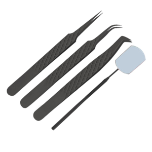 Premium Black Stainless Steel Eyelash Tweezers Pointed Tip Volume Lash <b>Tools</b> with Private Logo for Extensions - Product Image 1