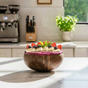 Tazones y Cucharas de Cáscara de Coco de Vietnam - Vajilla Redonda Clásica, Ecológica, Natural y Sostenible para Regalos Empresariales, para Sopa de Fideos de Arroz - Product Image 4