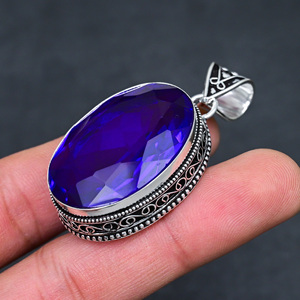Venta al por Mayor de Colgantes de Tanzanita Azul con Corte Ovalado, Engaste de Plata 925, Joyería Clásica Unisex para Uso Diario - Product Image 4