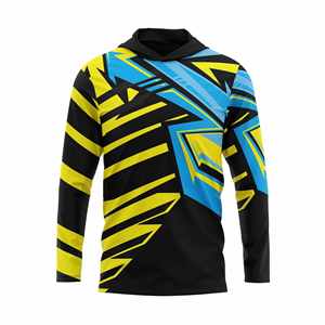 Men's Long Sleeve Geometric Fishing Shirt UPF 50 Quick Dry Pullover <b>Top</b> Black Yellow Blue Patterned Design - Product Image 1