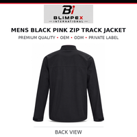 Veste bomber d'hiver noire et rose pour homme BLIMPEX INTERNATIONAL, coupe sportive, coupe-vent, col montant, coupe régulière, polyester, logo sur le devant