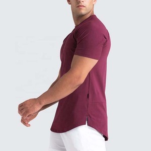 T-shirt pour homme à manches courtes, coupe ajustée, col rond, couleur unie, coton respirant, jersey, vêtements décontractés, couleur bordeaux, t-shirts pour adultes - Product Image 2