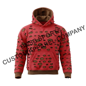 Vente en gros de sweats à capuche pour hommes en molleton épais, style vintage, hip-hop, coupe classique, effet vieilli, unis, personnalisables, délavés à la pierre, avec découpe laser - Product Image 2
