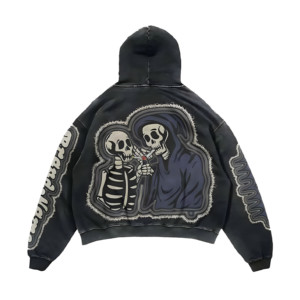 Vintage <b>French</b> Terry Cotton Fleece Customizable Breathable Hoodie Men Front Distressed Chenille Embroidery Custom Logo Winter 3D - Product Image 2