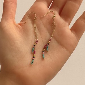 Trendy Seed bead earrings boho earrings western earrings beaded boho earrings minimalist earrings gold beaded earrings By UO - Product Image 2