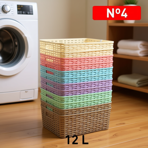 Panier à linge en plastique Cesta Rattan N°4 12L 36x28cm avec finition en rotin standard élégante - Product Image 3
