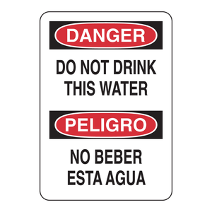 Señal Bilingüe de Peligro: No Beber Agua, para Laboratorios y Sitios Industriales - Product Image 2