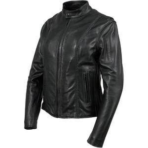 Chaqueta de Motociclista Clásica de Cuero Premium para Mujer, Estilo MC, SAMROZ SPORTS - Product Image 1