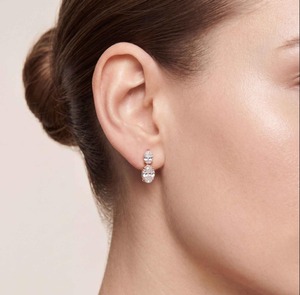 Boucles d'oreilles pendantes en or rose 9 carats avec diamants de laboratoire taille radiante et taille ronde, 2,60 CTW - Product Image 1