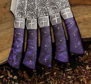 Juego de Cuchillos de Chef de Acero de Damasco Hechos a Mano de Calidad Premium con Mango Personalizado para Uso Profesional en Cocina y Camping, ODM Industrial - Product Image 2