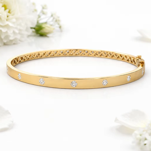 925 Sterling Silver 18k Gold Plated Cuff <b>Bracelet</b> with Cubic Zirconia Unisex Handmade Jewelry - Product Image 1