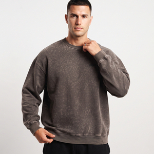 Sweat-shirt épais en coton délavé à l'acide pour hommes, coupe décontractée, vente en gros, usine OEM ODM, couleur unie - Product Image 6